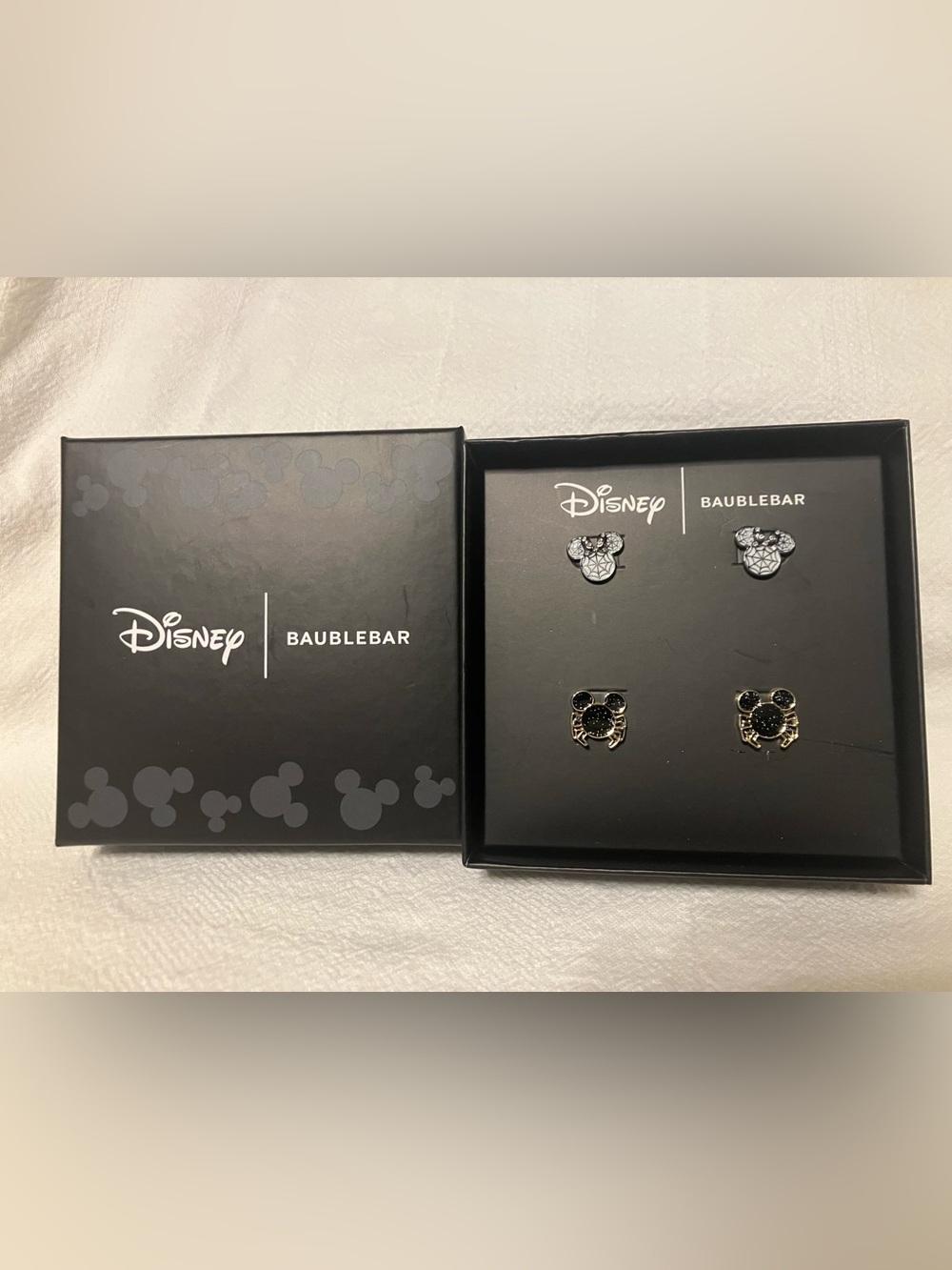 Disney + Baublebar Mickey Mouse Spider Web Halloween Stud Earrings NIB